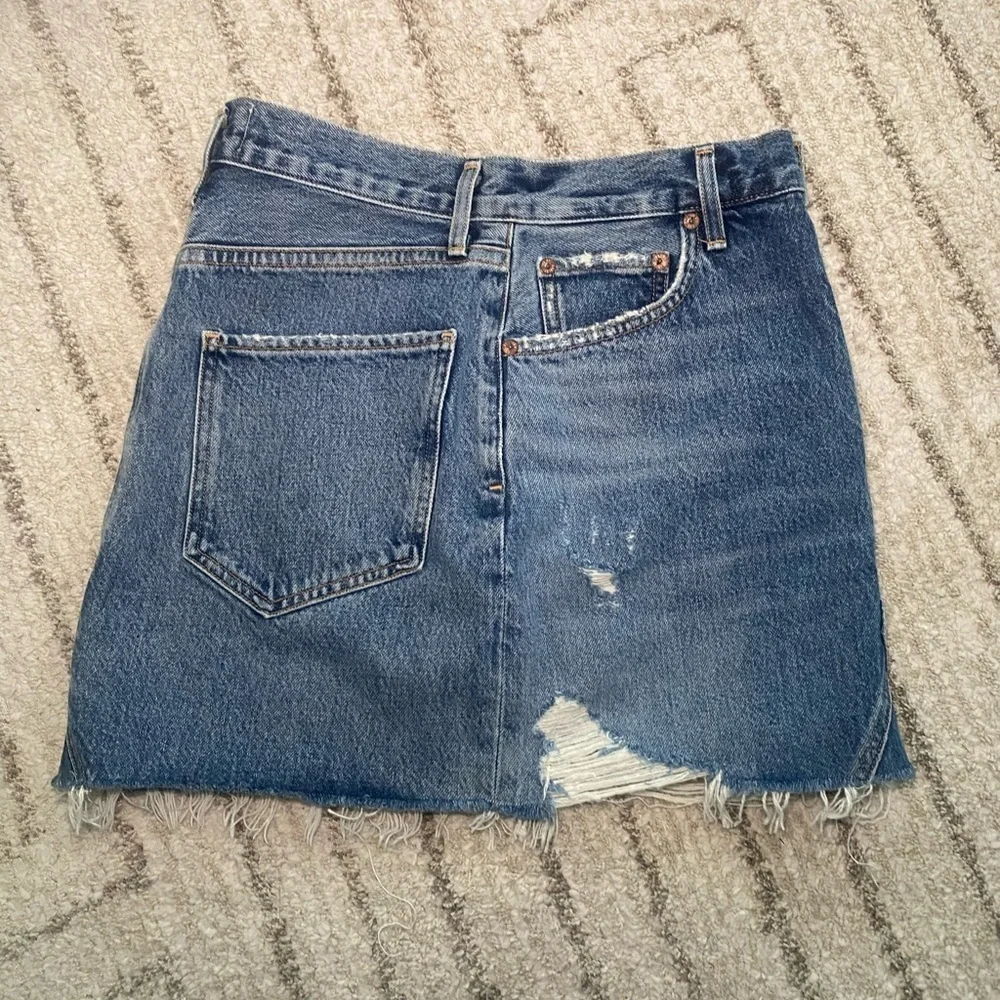 AGOLDE Distressed Button Front Denim Mini Skirt Size 25